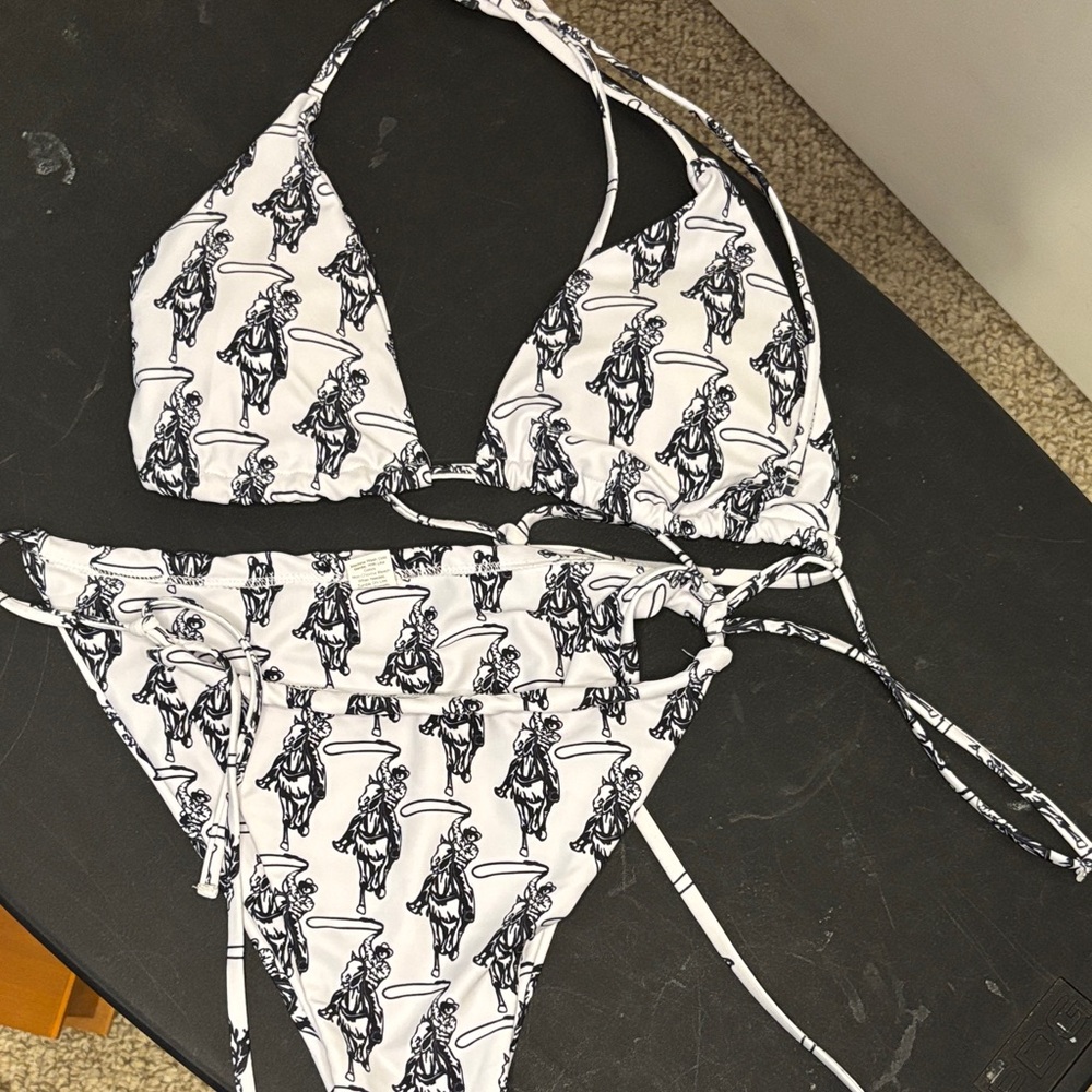 Triangle Bikini out west cowboy black and white bikini western swimsuit size XL
